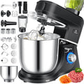 KESSER ® Küchenmaschine, 3in1 mit Fleischwolf & Mixer, 1500W Knetmaschine 5, 5L Rührschüssel + Spritzschutz, 6 Geschwindigkeiten, Knethaken