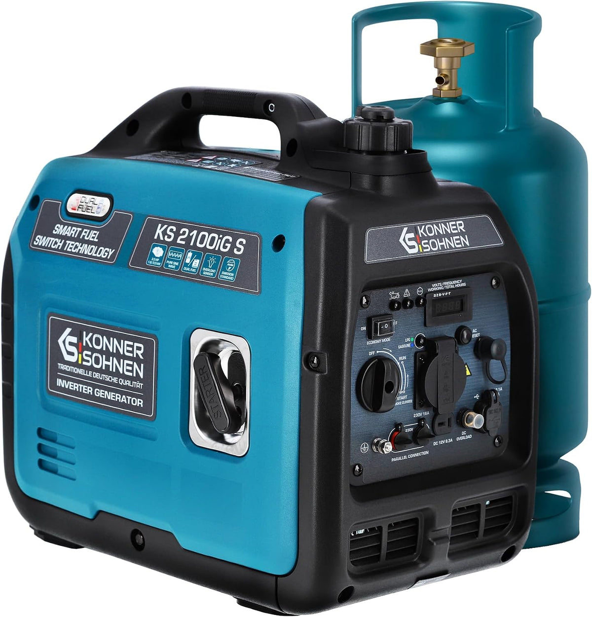 K&S Könner&Söhnen Stromgenerator, KS 2100iG S InverterGenerator 2000W, Stromerzeuger LPG/Benzin
