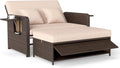 Liege Polyrattan Sonnen, Gartenliege mit Verstellbarer Rückenlehne, COSTWAY