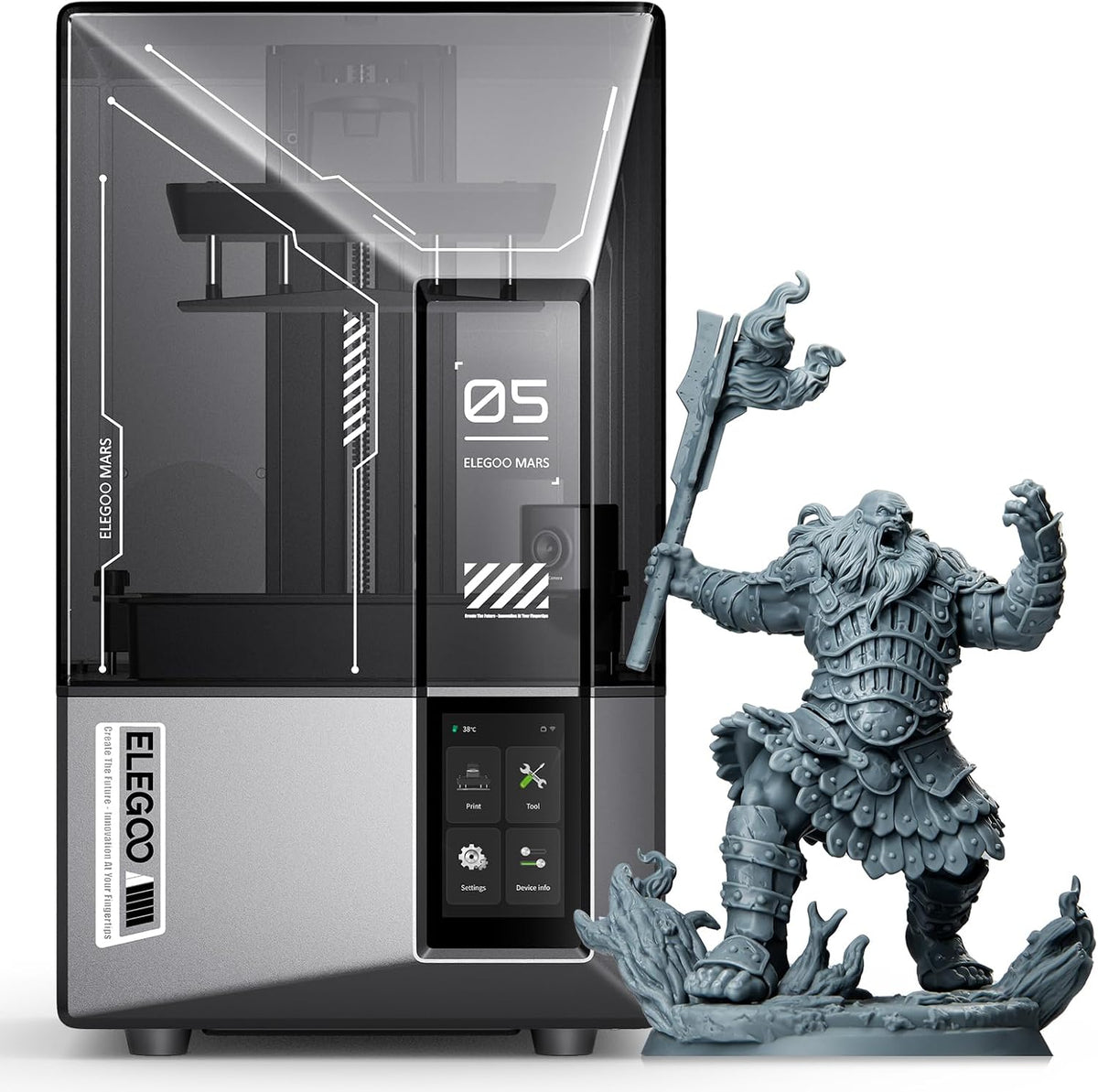 ELEGOO 3D-Drucker, 150 mm/h Druckgeschwindigkeit, Intelligentes Auto-Leveling, Intelligente Fehlererkennung, WiFi-Datenübertragung, Druckvolumen 153