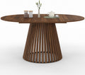 Esstisch -, ausziehbar, rund, Carmen, 4-8 Personen, Fuß aus Nussbaum, Latten, Platte aus Nussbaum, 110, 150 cm, IDMarket