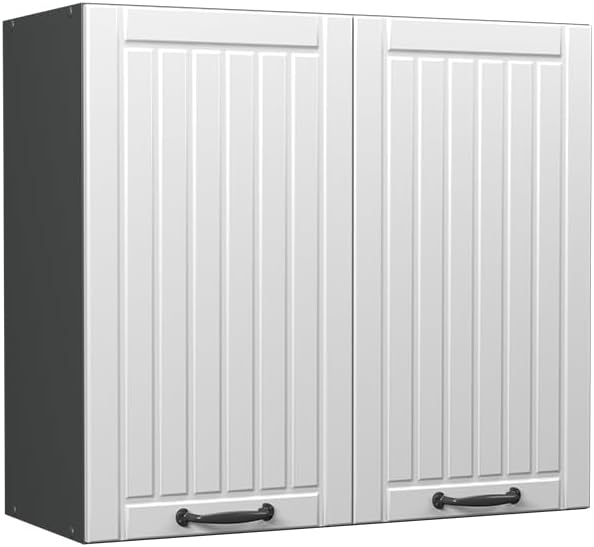 Vicco Hängeschränke, Hängeschrank Fame-Line, Weiß Landhaus/Anthrazit, 80 cm