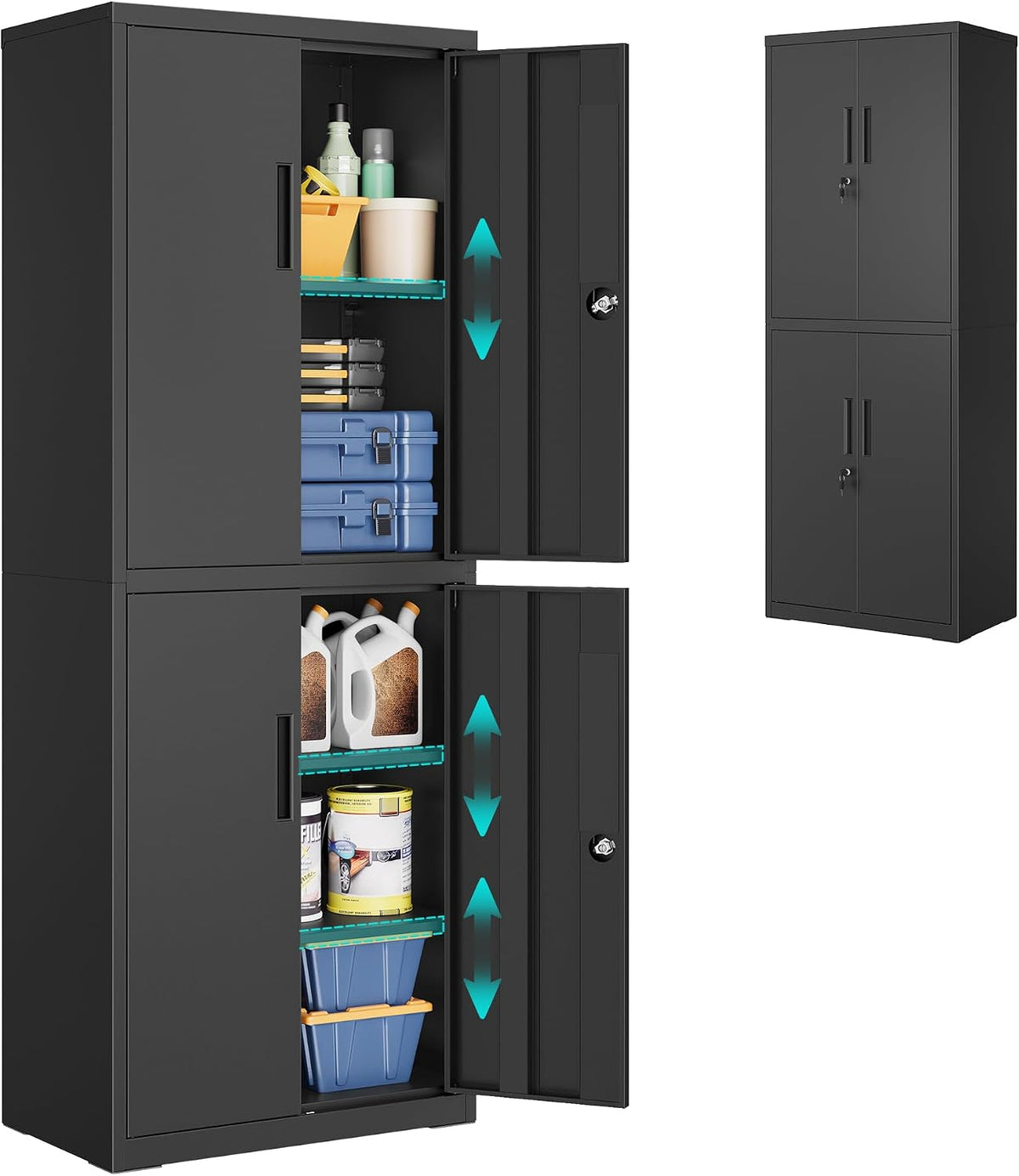 Aktenschrank, mit 4 Türen und 5 Ebenen, 40 × 60 × 180 cm, SONGMICS