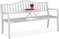 Sitzbank, Gartenbank mit klappbarem Tisch, 3-Sitzer, weiß-Bronze, Relaxdays