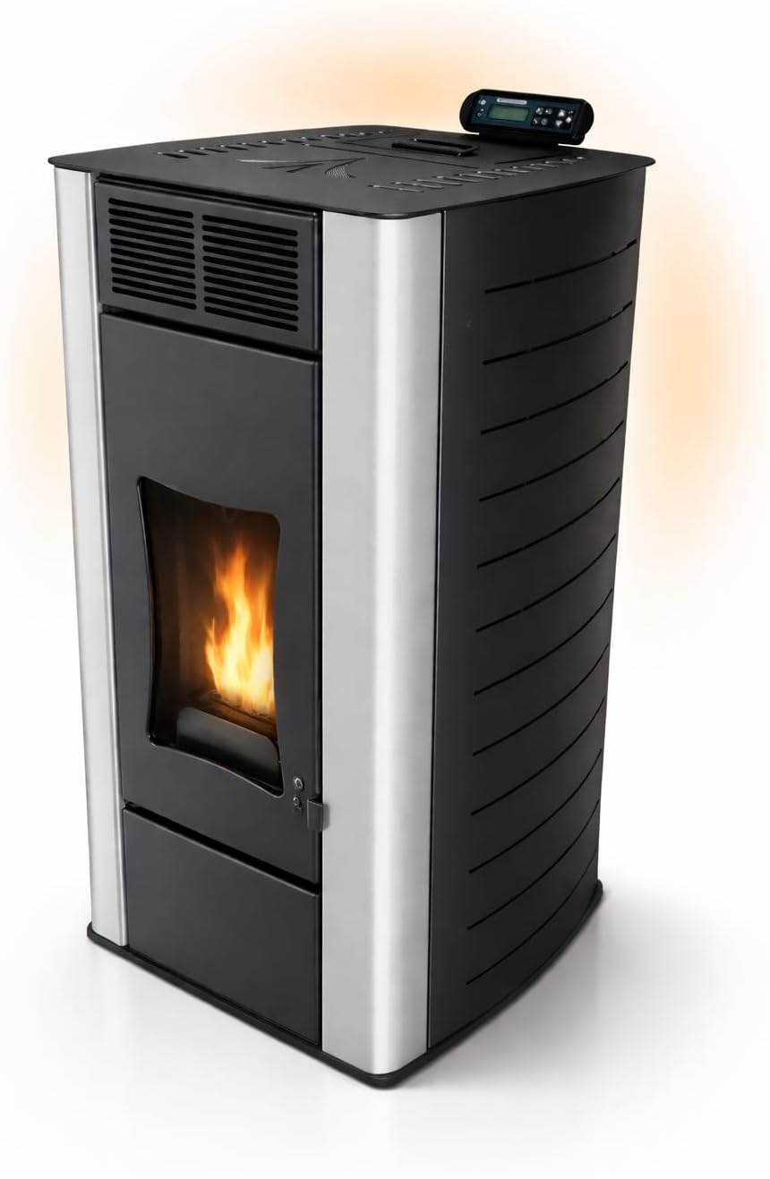Nemaxx Öfen, ® P18 Wasserführender Hydro-Pelletofen 18 kW bis 300 m³, BAFA/förderfähig, Zentralheizung, A+ 40 kg Tank, Wasser 12, 5 kW
