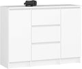 Kommode, K100 mit 3 Schubladen, Schrank mit 2 Tür 4 Regalböden, Für das Wohnzimmer Schlafzimmer, Moderne, 16mm Laminierte Platte, B101xH76xT35 cm