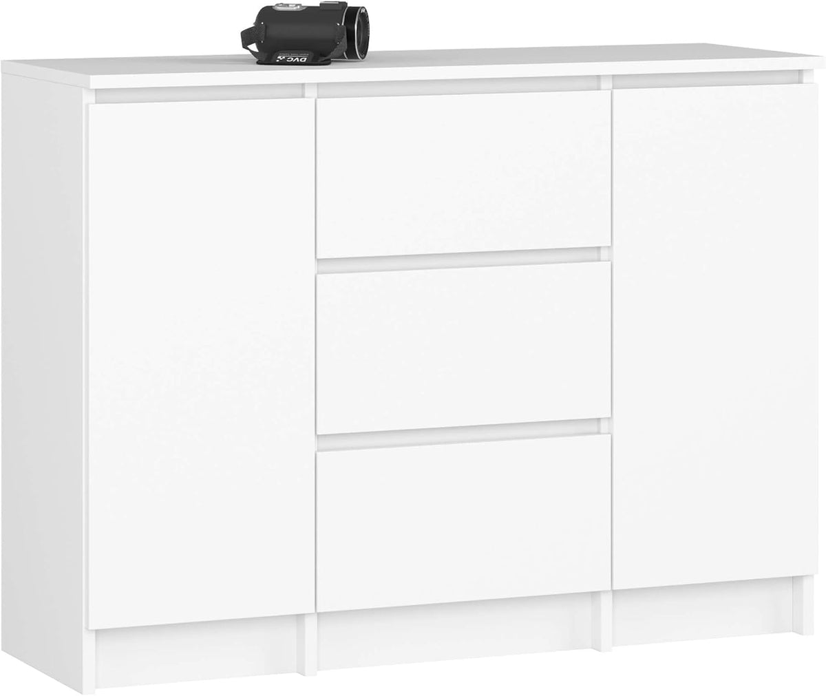 Kommode, K100 mit 3 Schubladen, Schrank mit 2 Tür 4 Regalböden, Für das Wohnzimmer Schlafzimmer, Moderne, 16mm Laminierte Platte, B101xH76xT35 cm