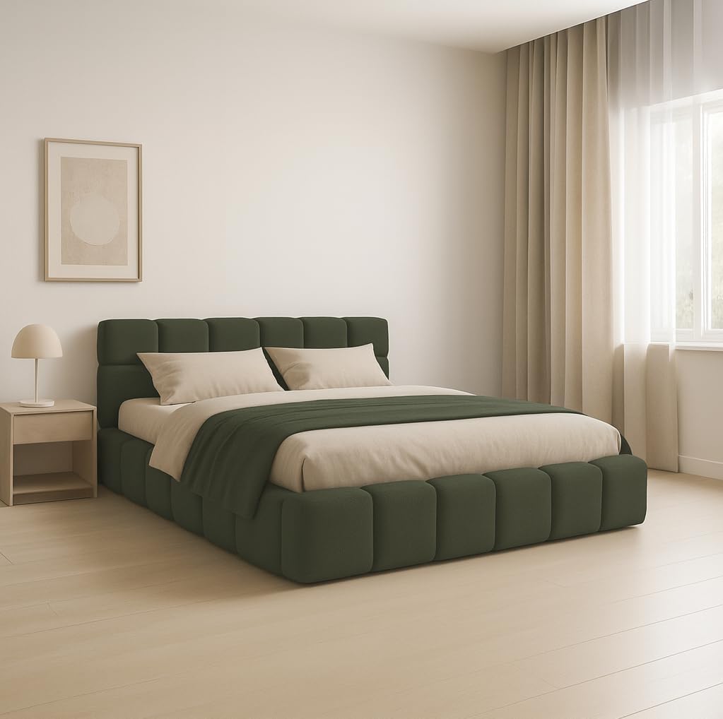 Bett Polster, NUBO Premium Wolkenbett mit Bettkasten, Boucle Bett (Quelle 37, 180 × 200 cm), Dekori Möbel