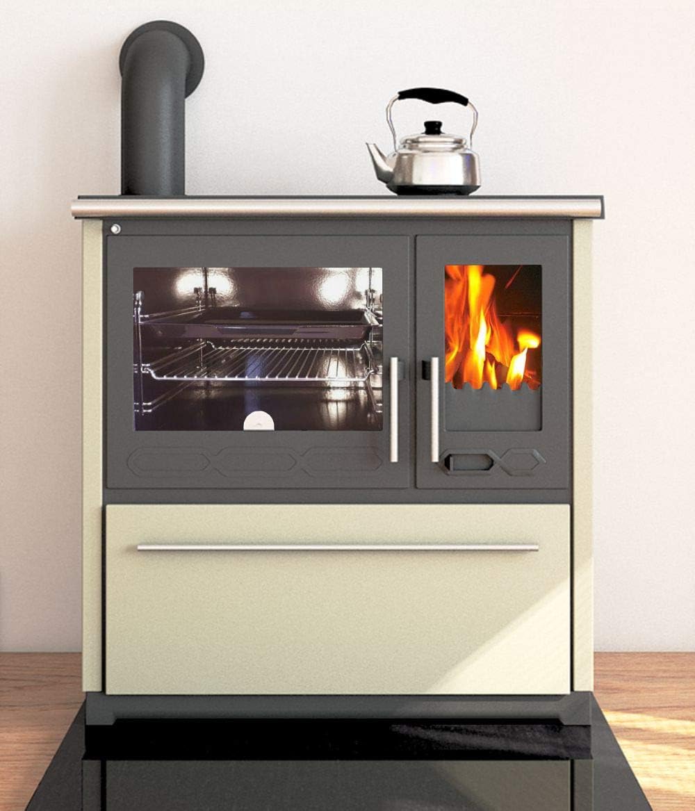 Plamen Küchenofen, Holzherd 850 creme, links - 8 kW Dauerbrandherd