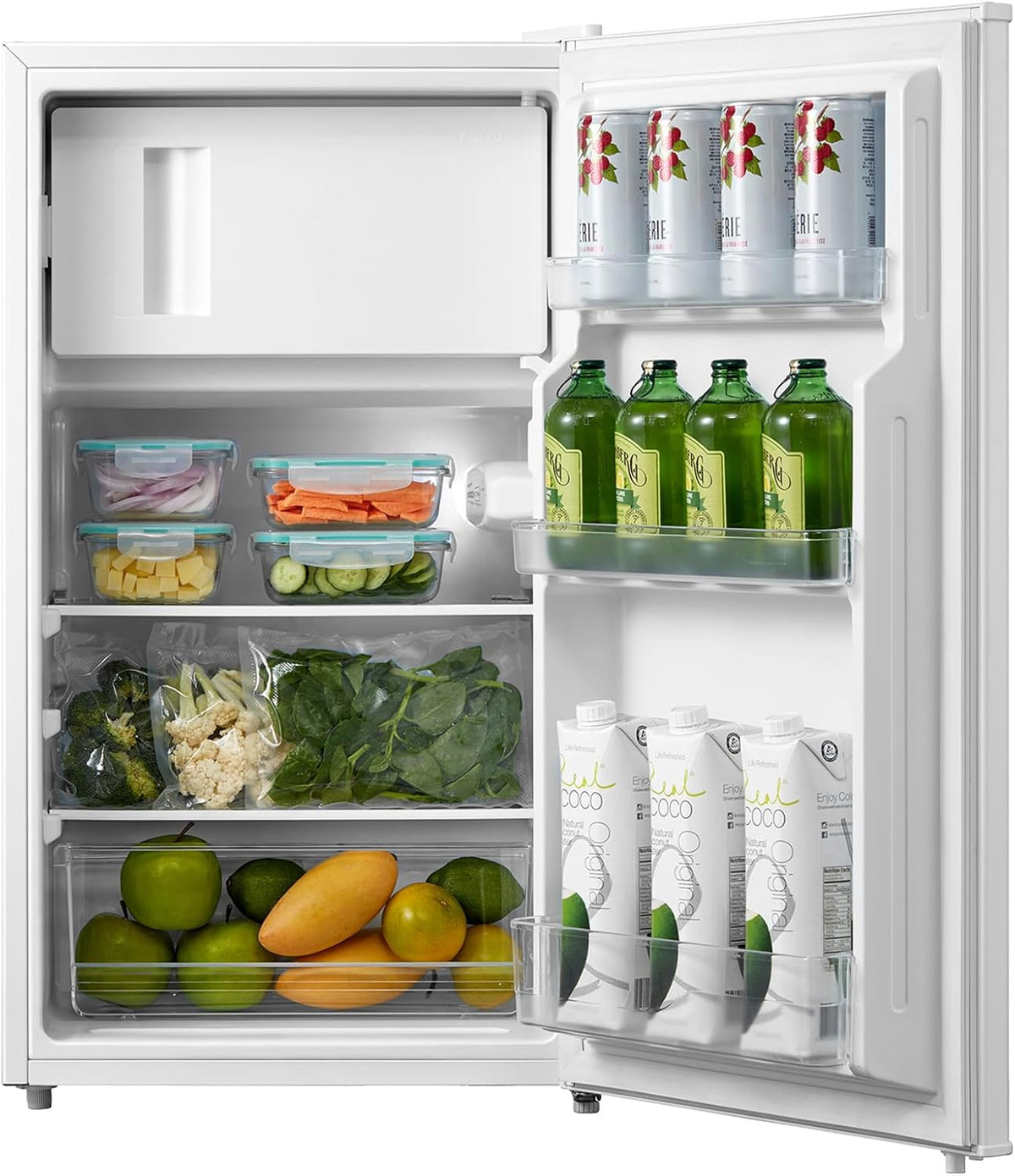 Mini-Kühlschrank, 80L Kühlschränke mit Gefrierfach, EEK D, 39dB, Inverter‑Kompressor, Comfee