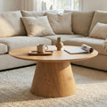 Couchtisch RUDA, rund 85 cm, Eiche Finish- Moderner Wohnzimmertisch in Holzoptik, runder Sofatisch MDF, Design Loungetisch, Ablagetisch für Wohnzimmer