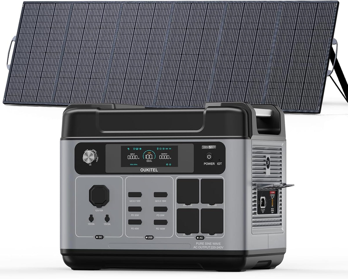 Voltark Stromgenerator, OUKITEL 3200W/2048Wh Solargenerator mit 500W Solarpanel P2001E Pro