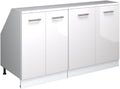 Aufbewahrungsschrank, Dachschrägenschrank-Set Rion, Weiß Hochglanz/Weiß, Vicco