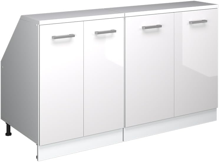 Aufbewahrungsschrank, Dachschrägenschrank-Set Rion, Weiß Hochglanz/Weiß, Vicco