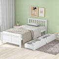 Kinderbett 90 200 Einzelbett mit Schubladen x cm Holzbett mit Kopfteil und Lattenrost einfacher Stil Bettgestell, Jugendbett, Rahmen aus Kiefernholz