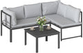 Gartenmöbel-Set, 3-teilig, Ecksofa, für den Außenbereich, anpassbar, Grau, Outsunny