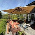 PURPLE LEAF Sonnenschirm,   Sonnenschirm 300 × 300 cm Alu-Griff Holzoptik Doppeldach