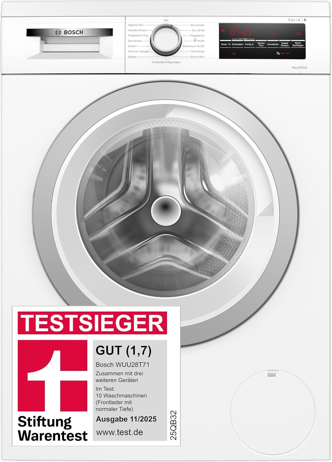 Bosch 6 Serie Unterbau- Waschmaschine, 8 kg 1400 UpM AquaStop WUU28T71