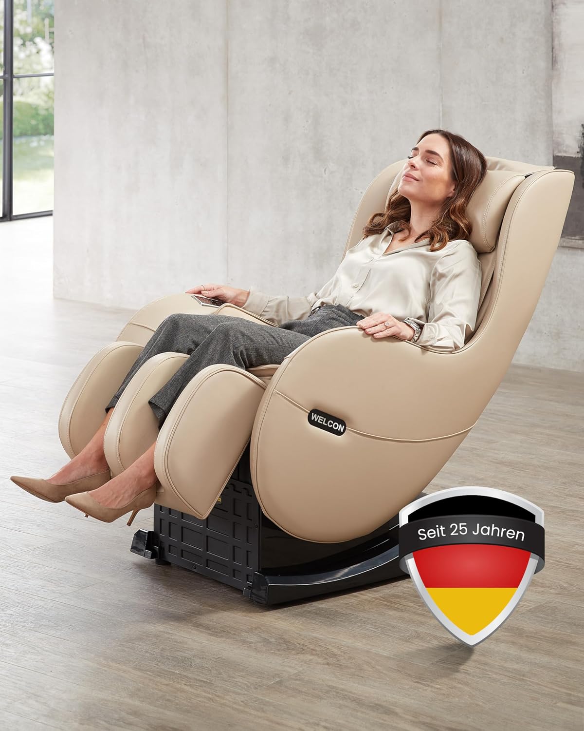 WELCON Massagestühle & Sitzauflagen, EASYRELAXX Massagesessel Beige mit L-Shape, Knet- & Klopfmassage