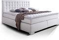 Boxspringbett Isabell Plus, Hotelbett Bett amerikanisches Bett 7-Zonen-Multi-Tonnentaschenfederkern-Matratze, 200 × 200 cm, Weiss, Härtegrad 2