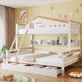 Kinderbett Etagenbett, 90 × 200 & 140 × 200 cm für 2-3 Kinder, Hochbett mit Leiter & 2 Stauraum Schubladen & Lagerregal