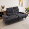 Sofa 220 3-Sitzer cm, mit Verstellbarer Sitztiefe 53/84 cm, Grau, LUXOAK