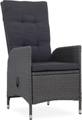 Esszimmerstuhl, Gartenstuhl SYLT - 56cm - grau - Stoff-Bezug Polyrattan Armlehne Outdoor, Riess Ambiente