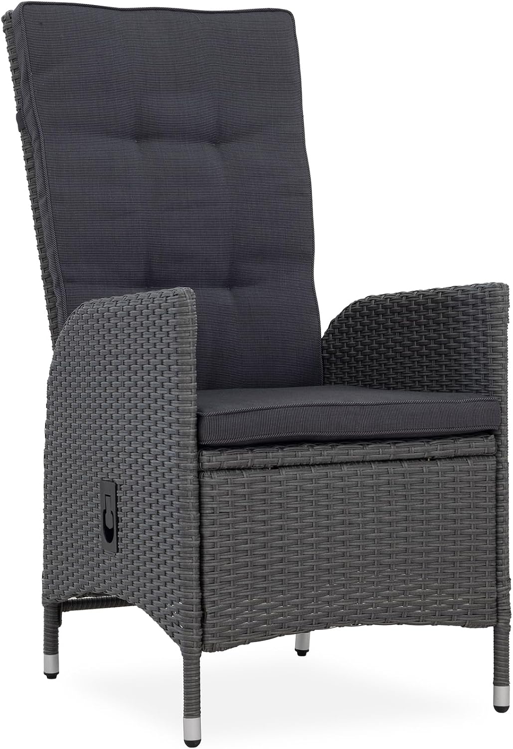Esszimmerstuhl, Gartenstuhl SYLT - 56cm - grau - Stoff-Bezug Polyrattan Armlehne Outdoor, Riess Ambiente
