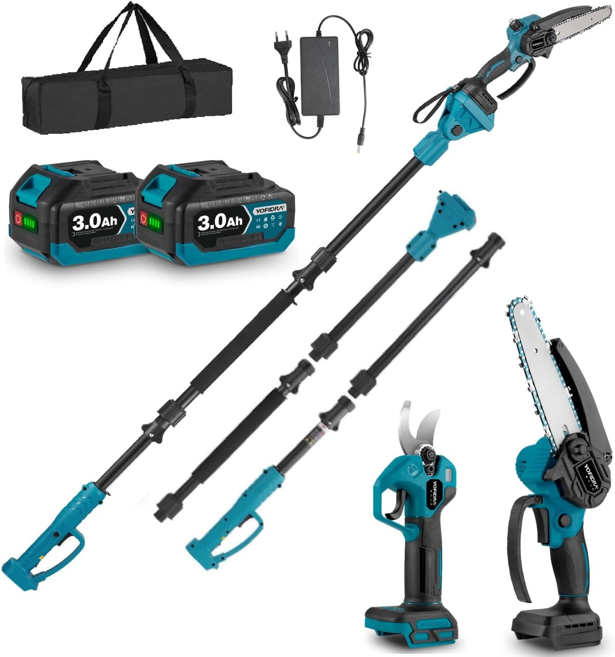 Yofidra Kettensäge,   4-IN-1 Akku Kettensäge & Astschere mit Teleskop