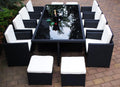 Ragnarök-Möbeldesign Essgruppe,   Wieland Premium PolyRattan Essgruppe - Deutscher Hersteller - 8 Jahre GARANTIE - Tisch Stuhl Hocker schwarz