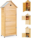KOMFOTTEU 177x80x35cm Gartenschrank Holz Gerätehaus, Outdoor wetterfest, Geräteschuppen mit Satteldach, Werkzeugschrank Holzschuppen Lagerschrank