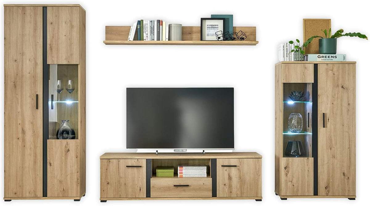 Stella Trading KANADA Wohnwand, Komplett-Set in Artisan Eiche Optik