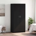 Kleiderschrank, mit 2 Türen Garderobenschrank Garderobe Schrank Dielenschrank Schlafzimmerschrank Schwarz 80 × 52 × 180 cm Holzwerkstoff, Willood