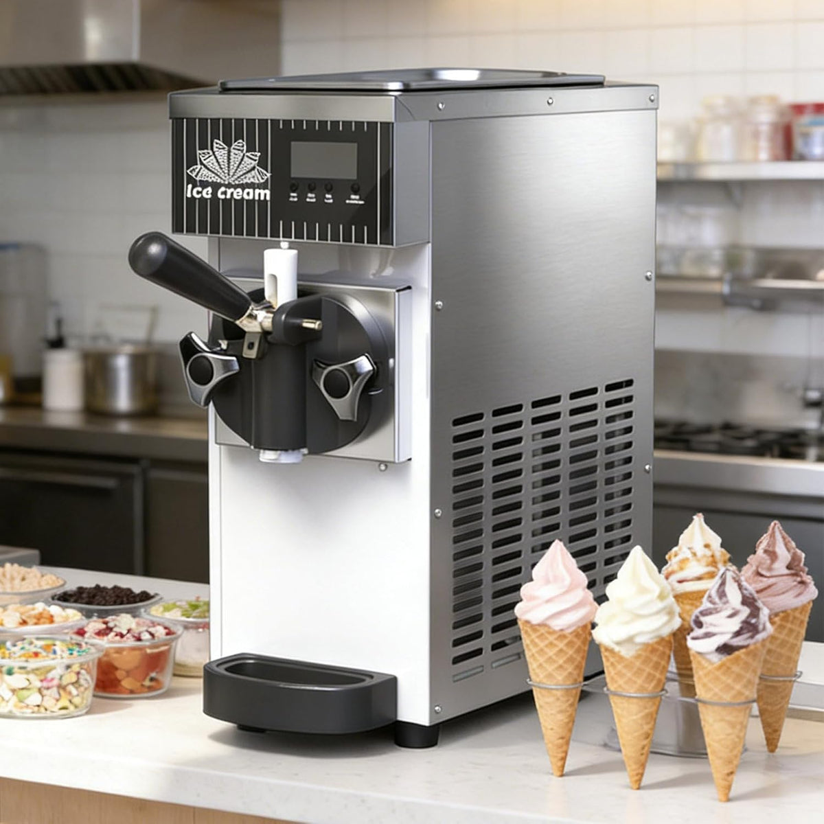 QJJML Gewerbliche Eismaschine, Für Eine Sorte, 5 L/7, 4 L
