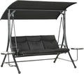 Outsunny Hollywoodschaukel, mit Couchtische 3-Sitzer 278 × 135 × 177 cm, Schwarz