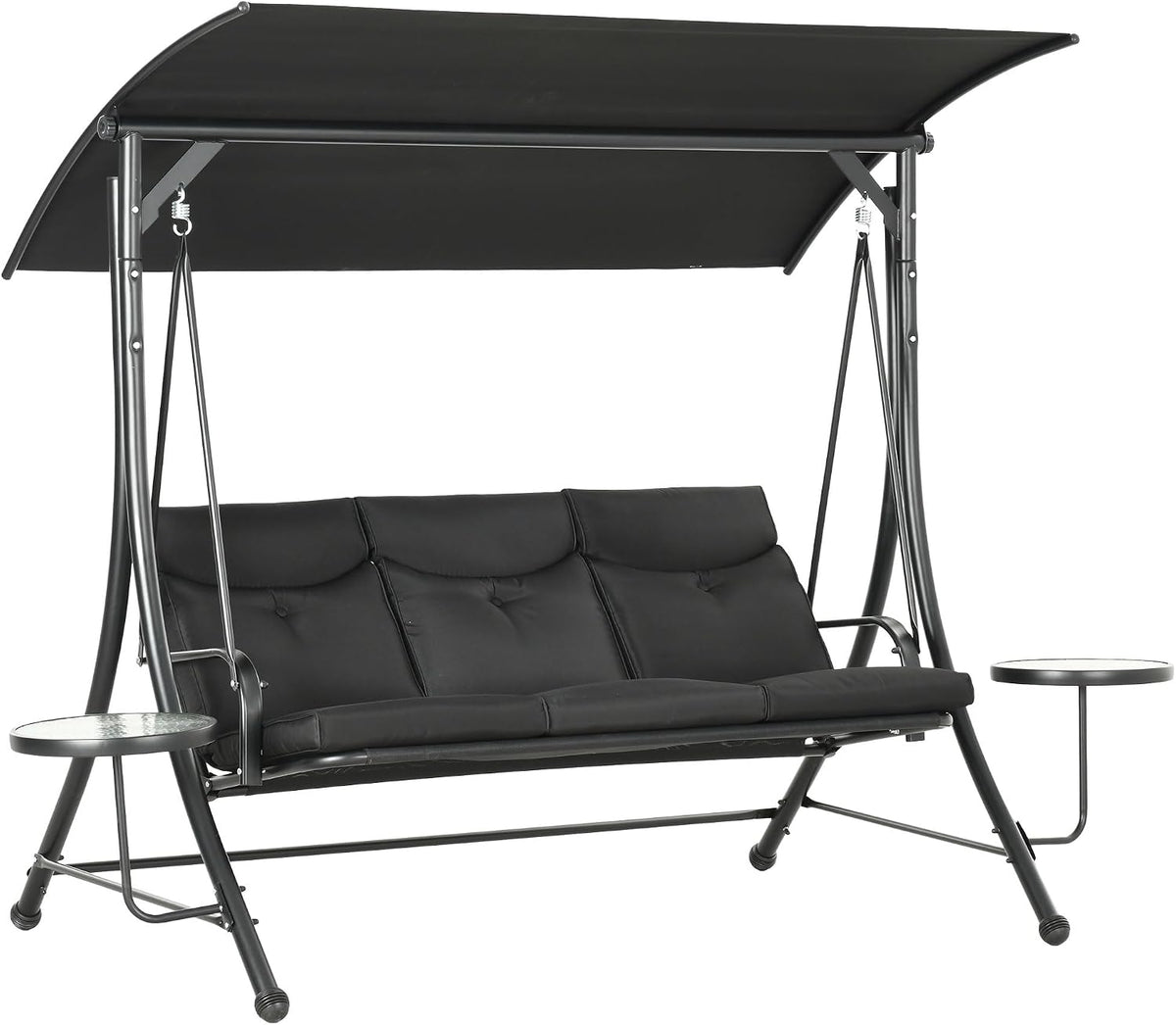Outsunny Hollywoodschaukel, mit Couchtische 3-Sitzer 278 × 135 × 177 cm, Schwarz