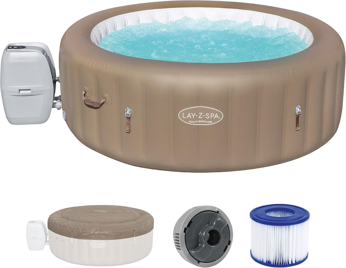 Bestway Aufstellpool, ® LAY-Z-SPA® Whirlpool Palm Springs AirJet™ für 6 Personen, Ø 196 x 71 cm, Taupe