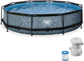 EXIT TOYS Stahlrahmenpool, Wood Pool ø360x76cm mit Filterpumpe