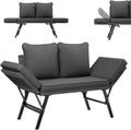 Gartenbank Polyrattan, Wetterfest mit Liegefunktion Balkonsofa 3 in 1 Verstellfunktion mit Extra Dicke Sitzpolstern & Kissen für Garten
