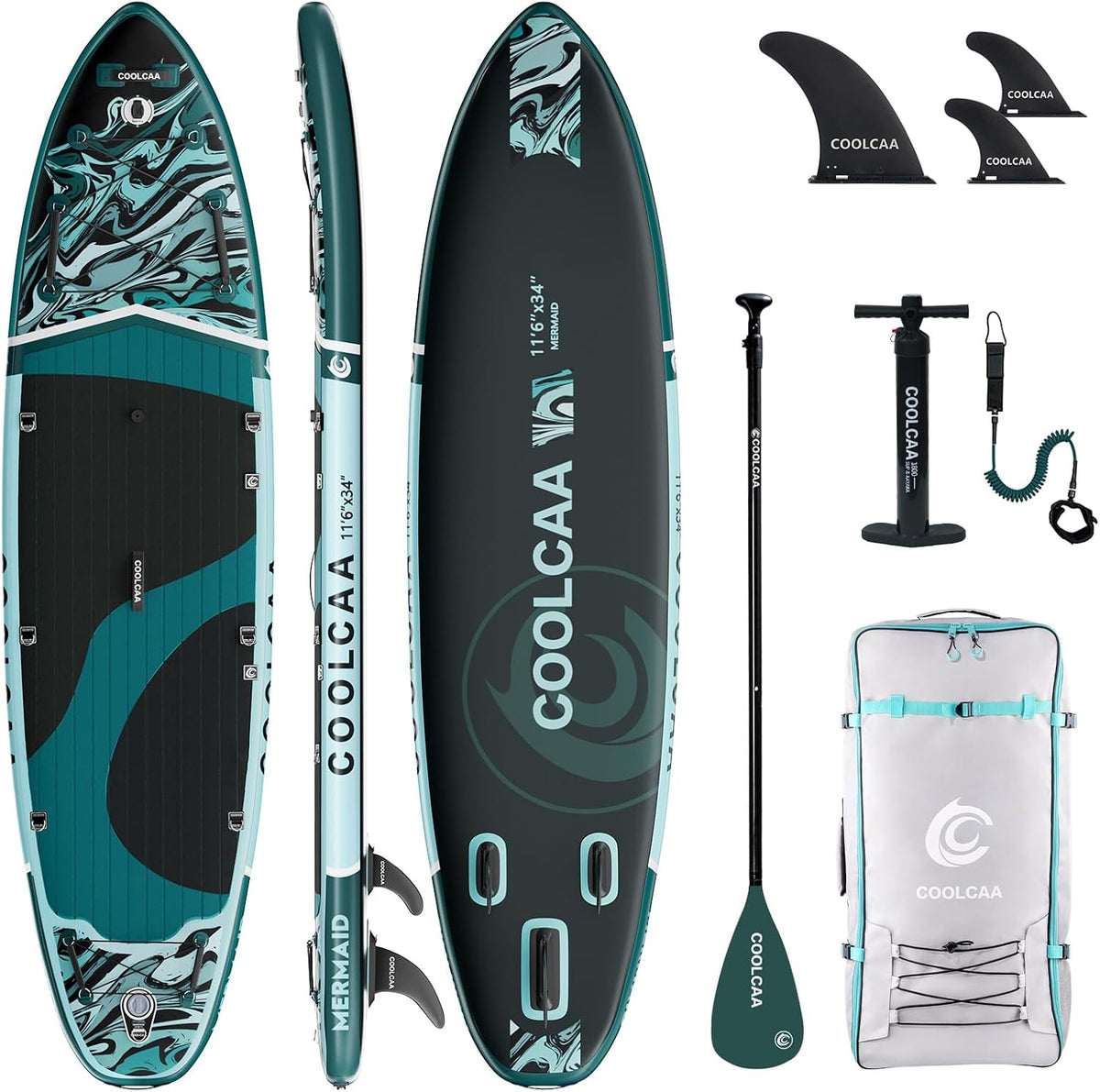 COOLCAA SUP-Board, 354cmx86cmx15cm Stand Up Paddling Board mit Premium SUP Zubehör, Tragkraft bis 210kg