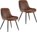 Esszimmerstuhl, Esszimmerstühle 2er Set Retro Kunstleder Braun, Lestarain