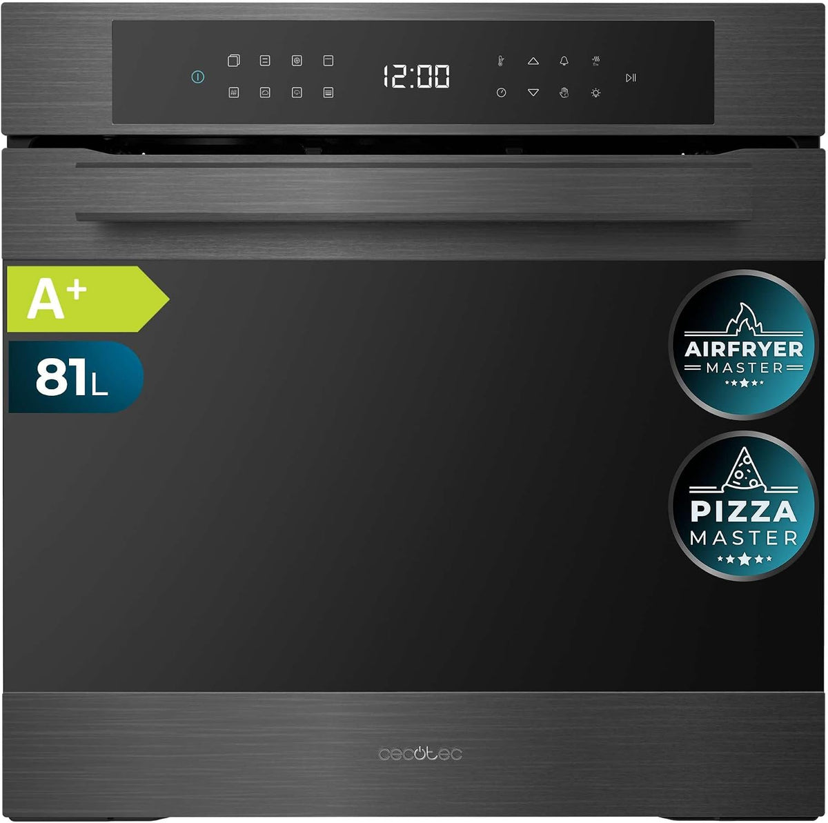 Cecotec Einbau Backofen, Pyrolytisch 60 cm Bolero Hexa P506000 Matt A+. 3400W, 81L Kapazität, 11 Funktionen mit Airfryer Master, Pizza Master