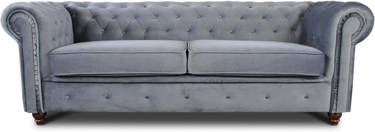 Sofa -, Chesterfield Asti 3-Sitzer (Grau, Velvet 10), Sofnet