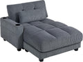 Sofa 2 Chaiselongue Sitzer Schlaf, Cord-Optik 114 × 147 cm Dunkelgrau, HOMCOM