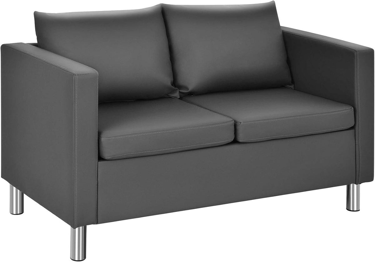 Sofa 2 Sitzer, Couch mit abnehmbaren Rückenkissen & Sitzkissen, Polstersofa mit Metallfüßen, Loungesofa für Wohnzimmer & Büro, 120 × 60 × 62, 5 cm