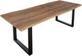 Esstisch, Lauren 240 × 100 cm Akazie Stone Baumkante U-Gestell schwarz, SAM
