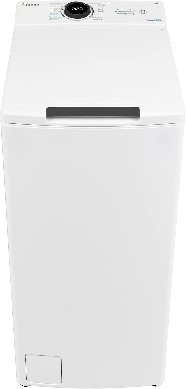Midea Waschmaschine,   MF100T70B-12A Toplader Waschmaschine 7kg/AquaStop/Starzeitvorwahl/Trommelreinigung/XL Türöffnung/Soft