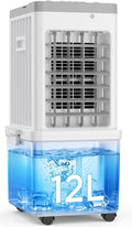 Vnugpoa 3-in-1 Mobile Klimaanlage Luftkühler, Verdunstungskühler, 12L Wassertank, 3 Kühlakkus, 3 Geschwindigkeiten, 60° Oszillation, 35dB Leise
