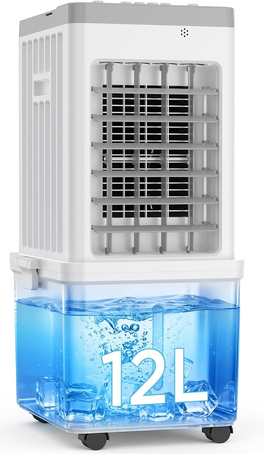Vnugpoa 3-in-1 Mobile Klimaanlage Luftkühler, Verdunstungskühler, 12L Wassertank, 3 Kühlakkus, 3 Geschwindigkeiten, 60° Oszillation, 35dB Leise