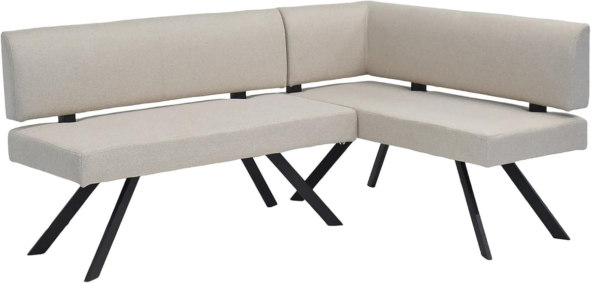 Bänke & Eckbankgruppen, Eckbank Toronto, Taschenfederkern, Bezug in Taupe, Gestell schwarz, byLIVING